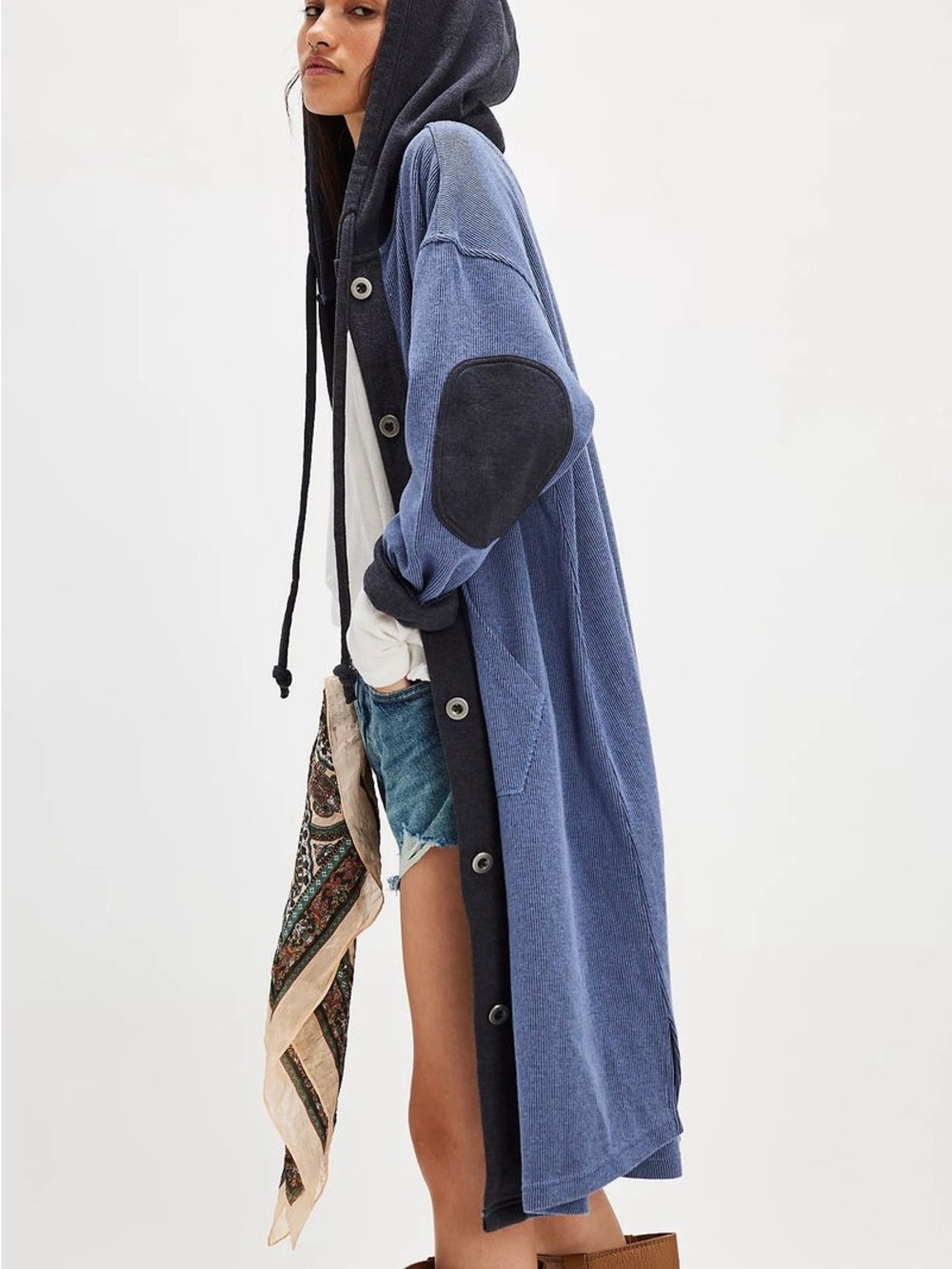 Free People Tomorrows Sweatshirt Cardigan Ribbed Maxi Hooded Size M